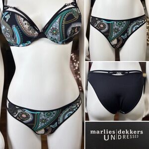 Marlies Dekkar Black Multicolor Pyschadelic “Peace” Bikini-Style Panty, Sz XS